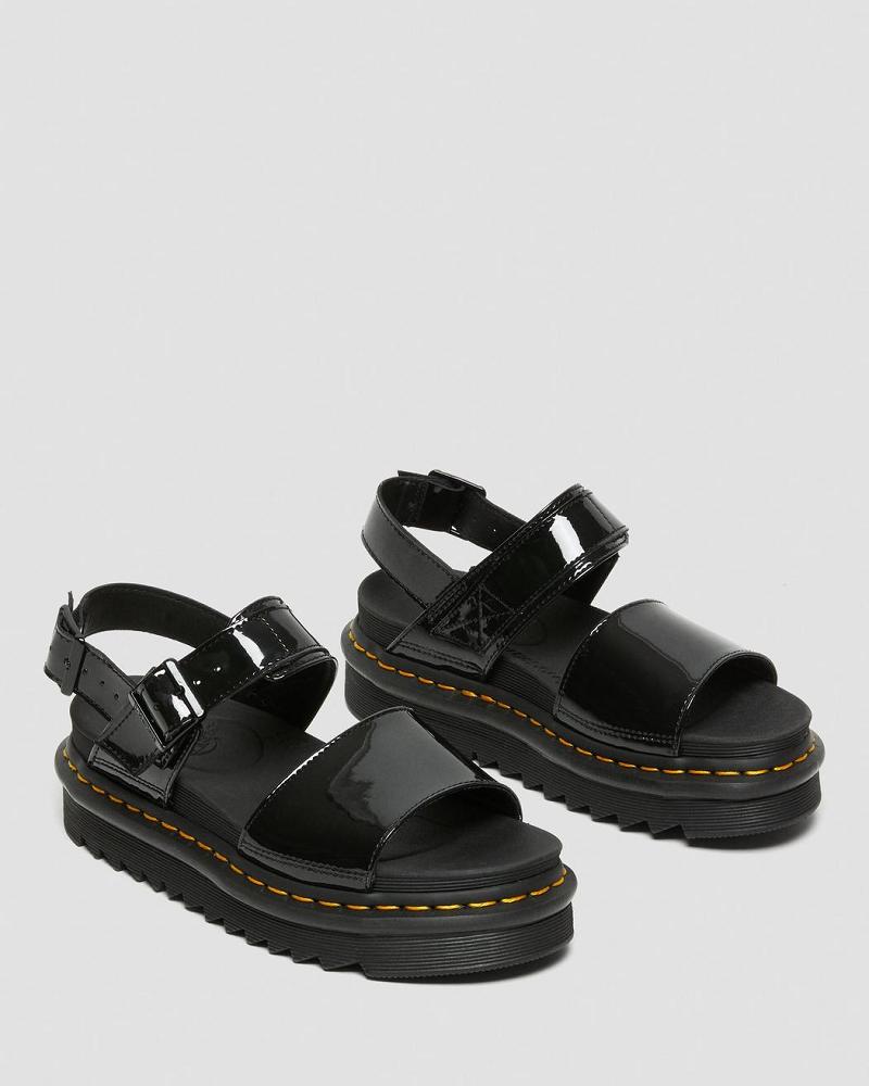 Sandalias De Gladiador Dr Martens Voss Charol Cuero Mujer Negros | MX 481MQZ